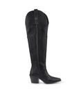 Bota Negro Vaquera Larga Dama Elegante Bordado Moda Casual 3402881