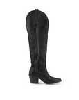 Bota Negro Vaquera Larga Dama Elegante Bordado Moda Casual 3402881