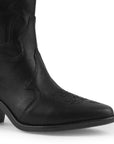 Bota Negro Vaquera Larga Dama Elegante Bordado Moda Casual 3402881