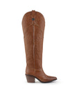 Bota Cafe Vaquera Larga Dama Elegante Bordado Moda Casual 3402882