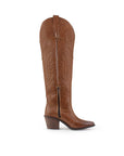 Bota Cafe Vaquera Larga Dama Elegante Bordado Moda Casual 3402882