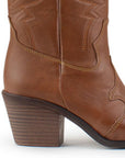 Bota Cafe Vaquera Larga Dama Elegante Bordado Moda Casual 3402882