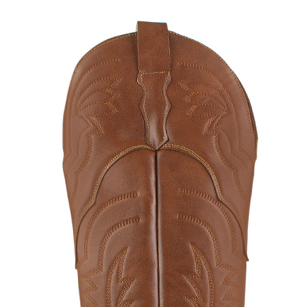 Bota Cafe Vaquera Larga Dama Elegante Bordado Moda Casual 3402882
