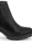 Botin Negro Tacon Ancho Hebillas Metalicas Moda Mujer 3402884