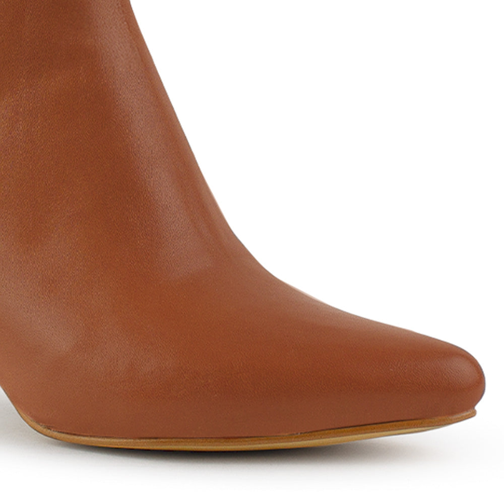 Botines Cafe Mujer Tacon Grueso Cuadrado Elegantes De Moda 3402886