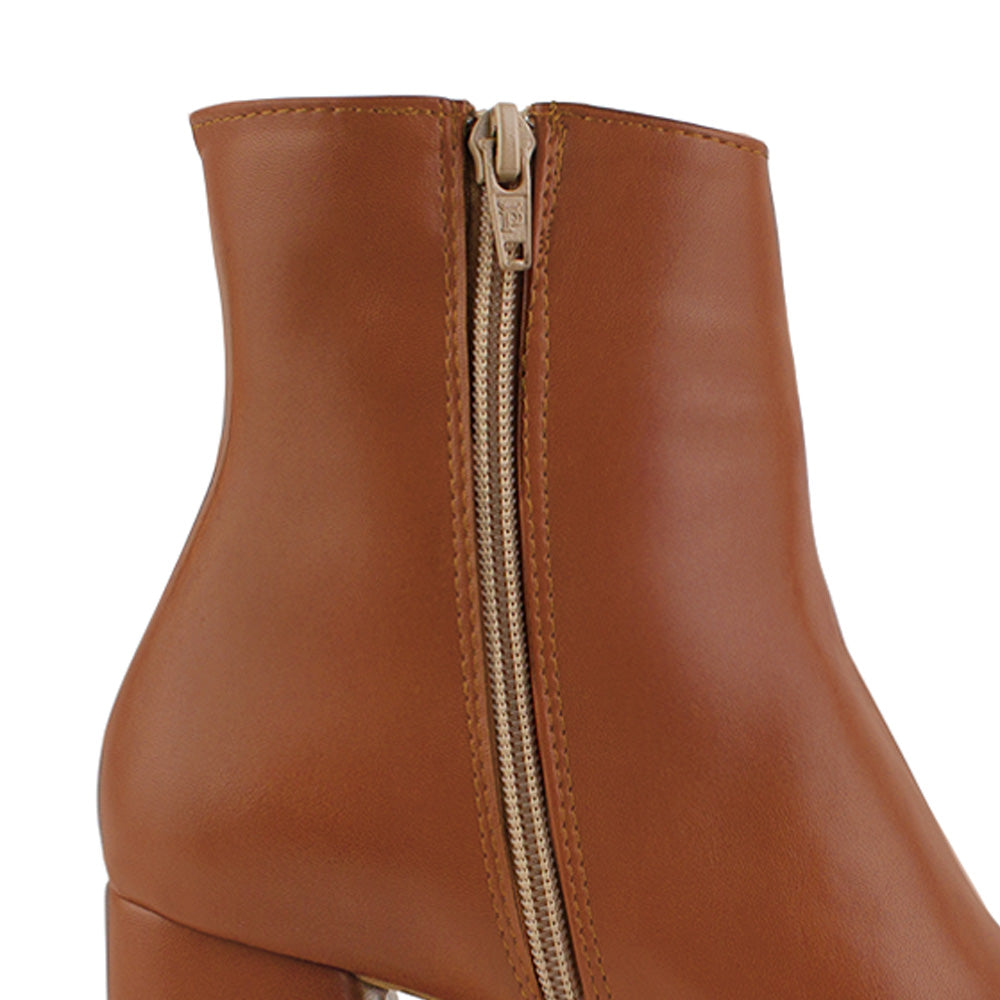 Botines Cafe Mujer Tacon Grueso Cuadrado Elegantes De Moda 3402886