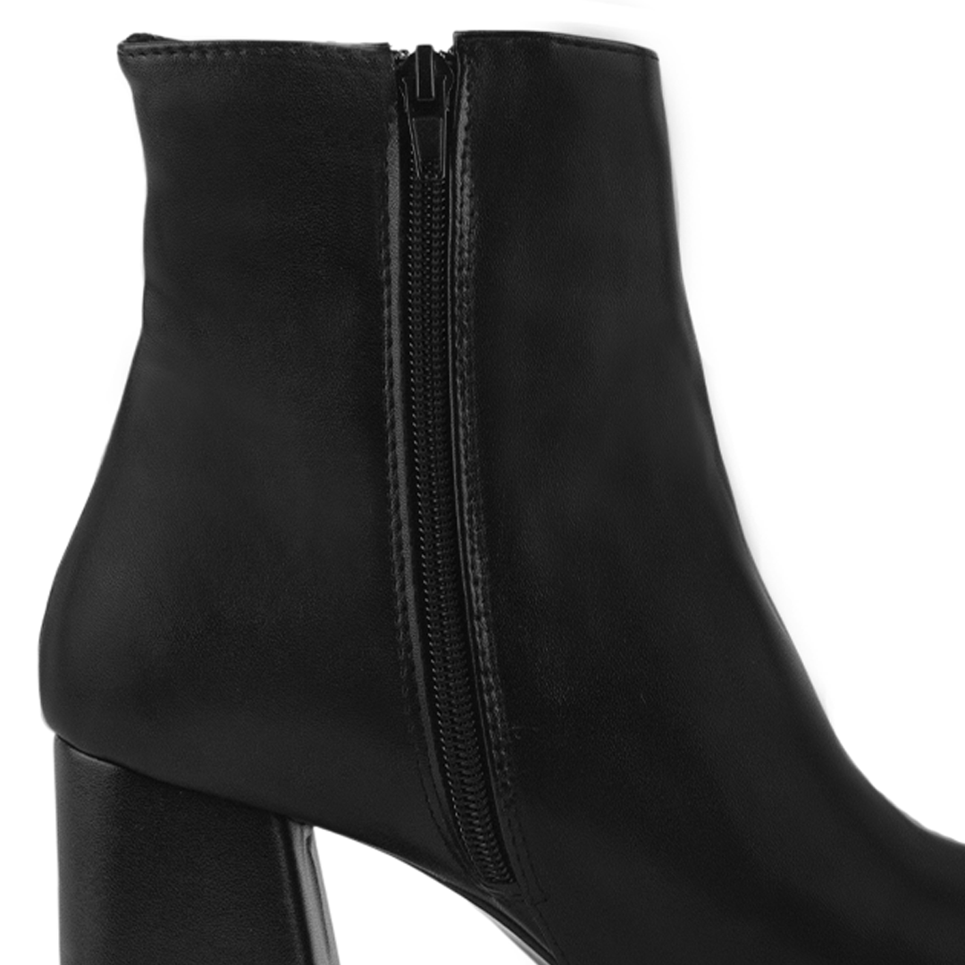 Botines Negro Mujer Tacon Grueso Cuadrado Elegantes De Moda 3402887