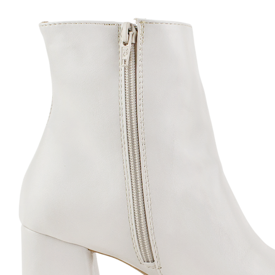 Botines Beige Mujer Tacon Grueso Cuadrado Elegantes De Moda 3402888