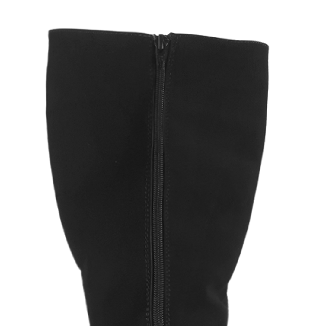 Bota Negro Dama Alta Tacon Grueso Estilo Casual Lisa Moda 3402890