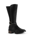 Botas Negro Mujer Hebillas Tacón Bajo Grueso Estilo Campera Moda 3402894