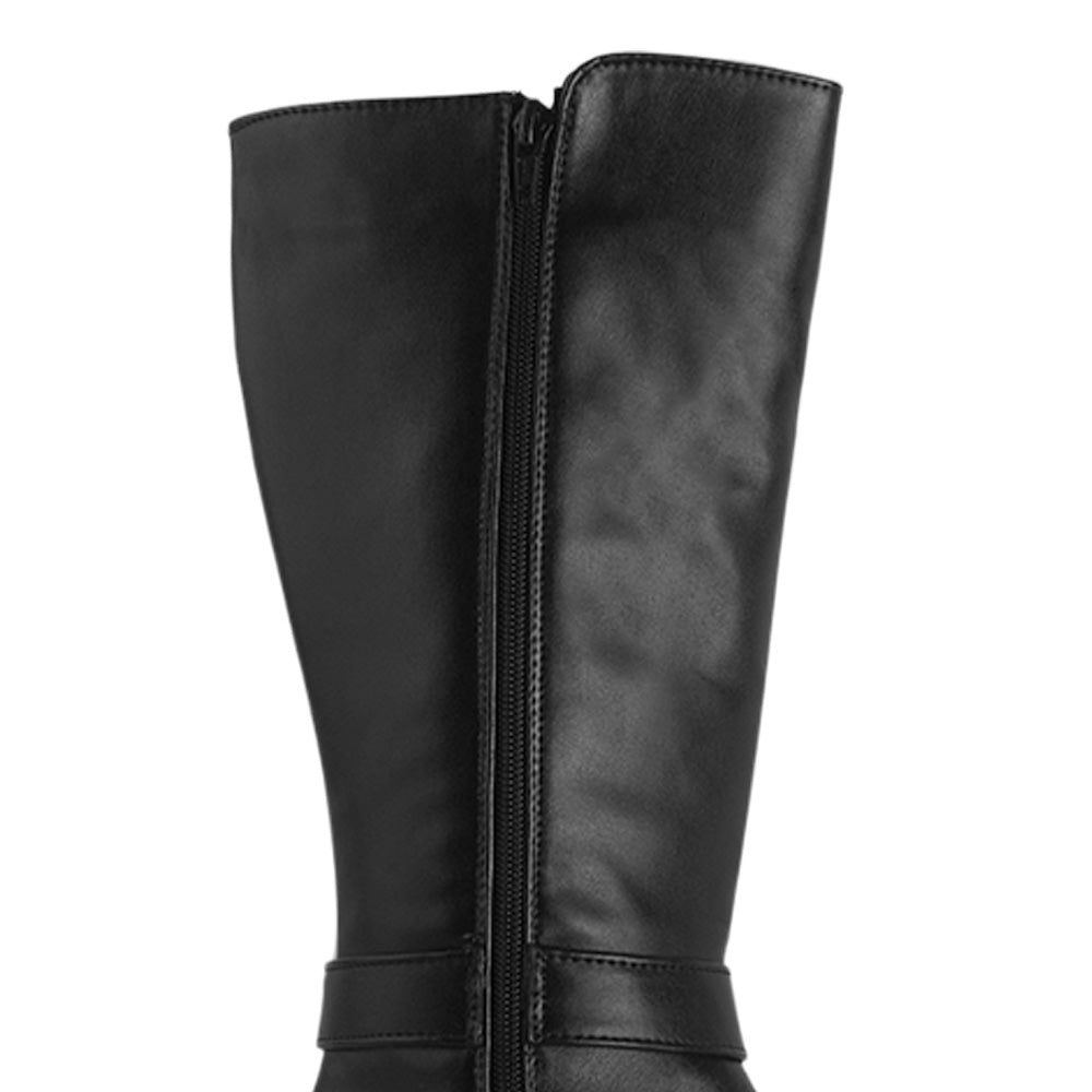 Botas Negro Mujer Hebillas Tacón Bajo Grueso Estilo Campera Moda 3402894