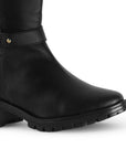 Botas Negro Mujer Hebillas Tacón Bajo Grueso Estilo Campera Moda 3402894