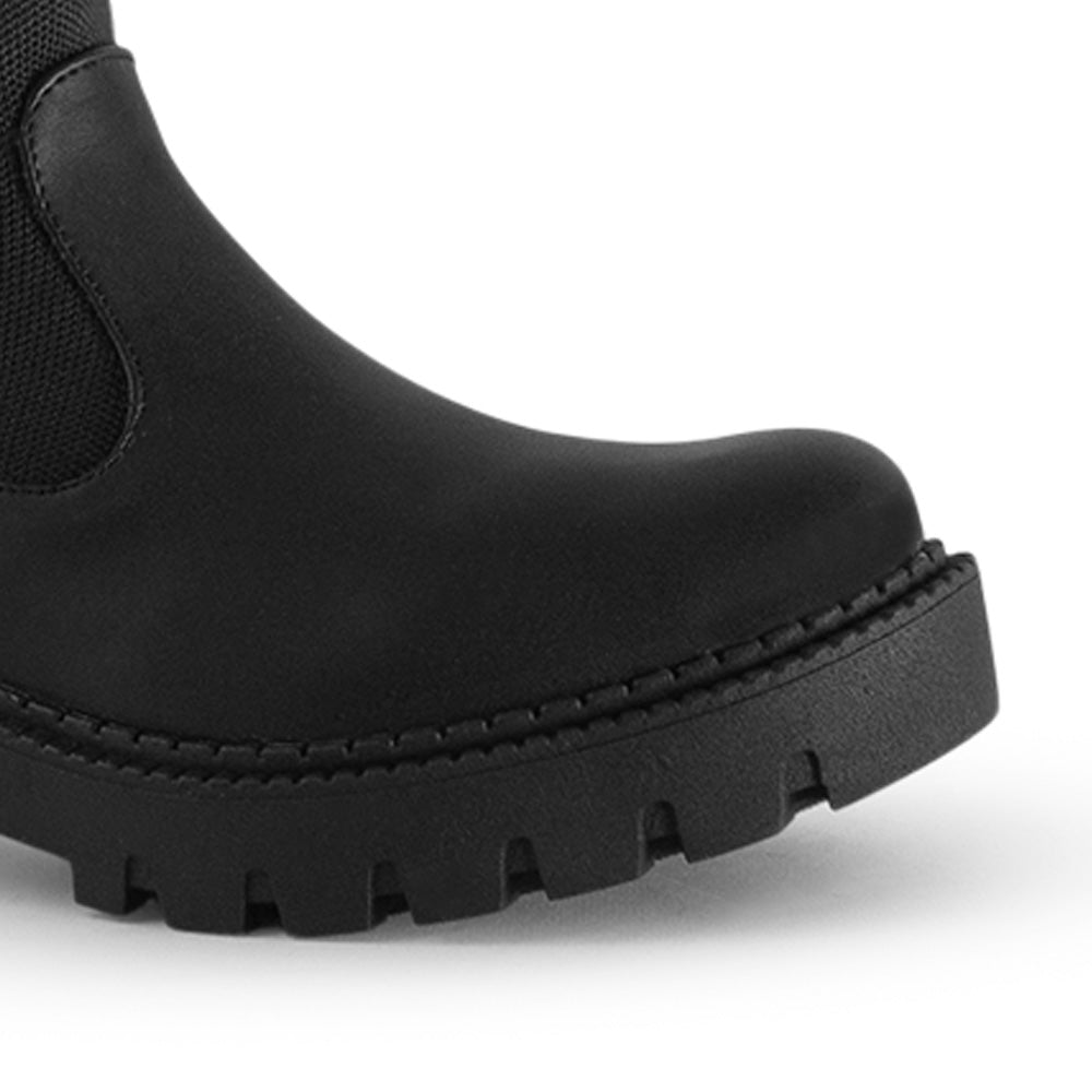 Botín Negro Mujer Estilo Calceta Corta Tacón Bajo Casual Cómodo 3402895