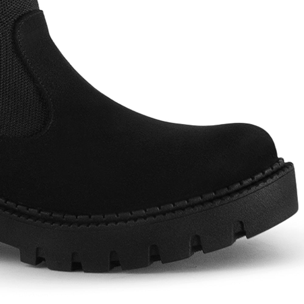 Botín Negro Mujer Estilo Calceta Corta Tacón Bajo Casual Cómodo 3402896