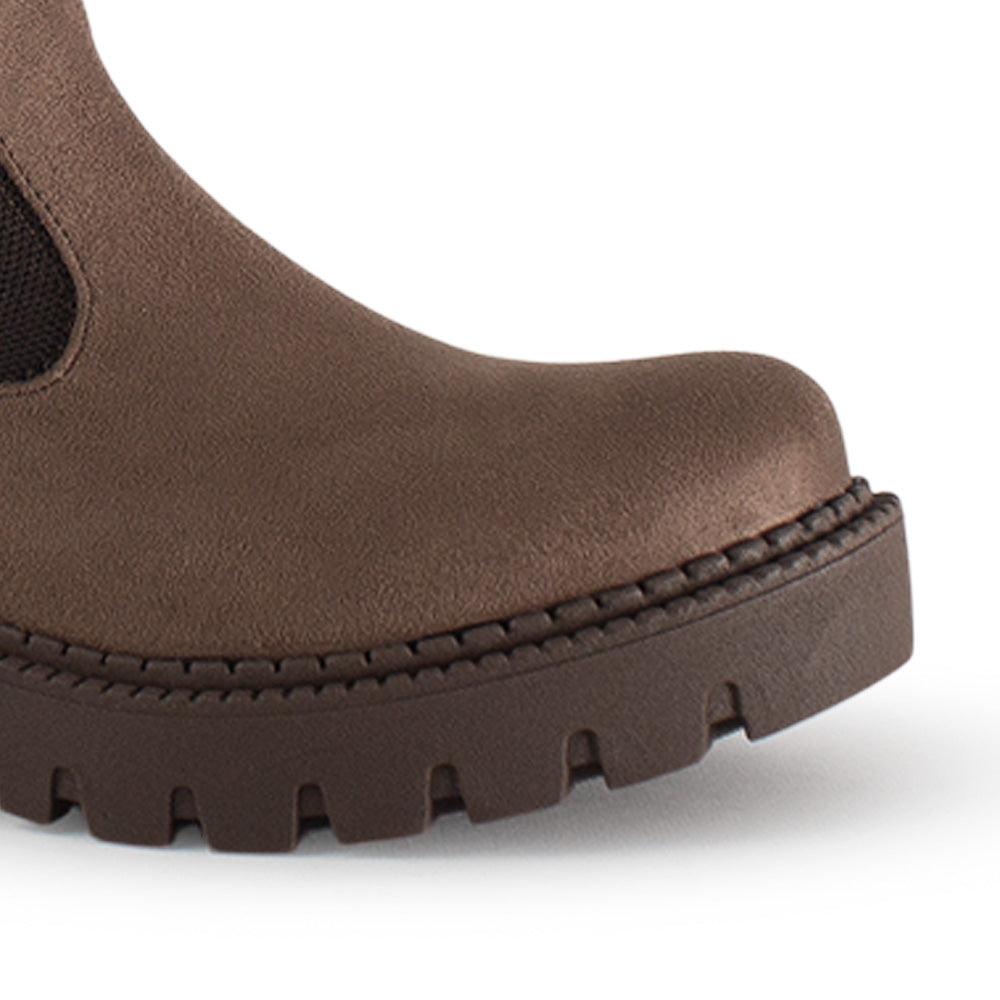 Botín Cafe Mujer Estilo Calceta Corta Tacón Bajo Casual Cómodo 3402897