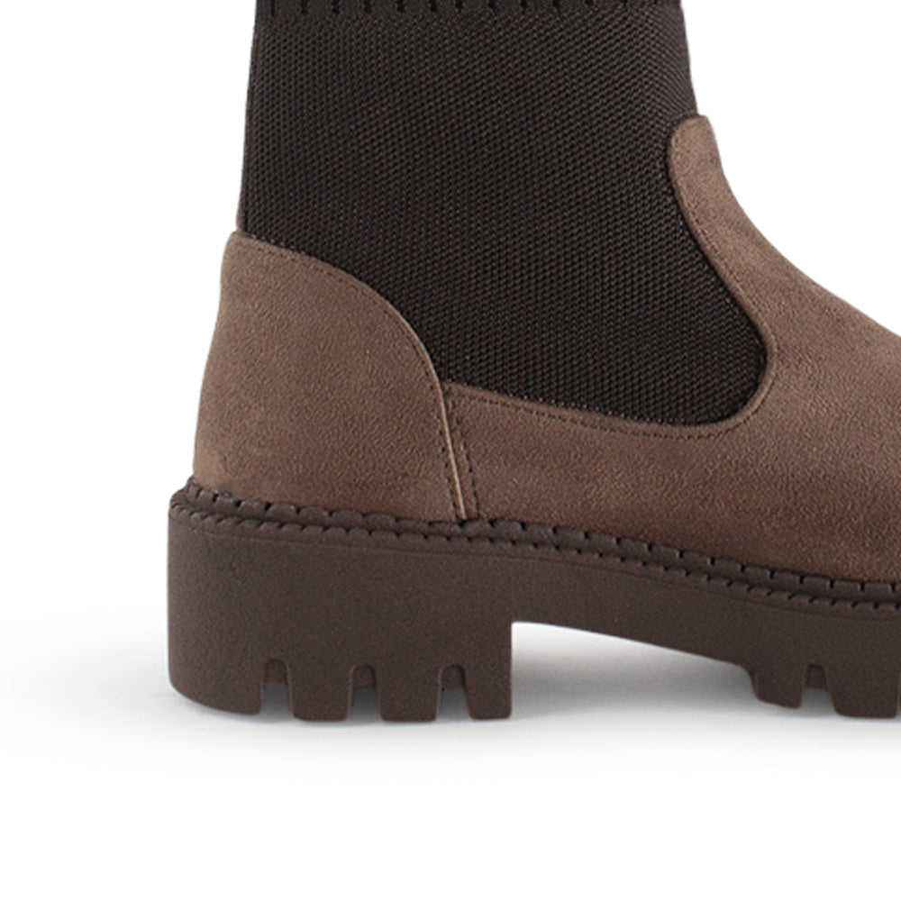 Botín Cafe Mujer Estilo Calceta Corta Tacón Bajo Casual Cómodo 3402897