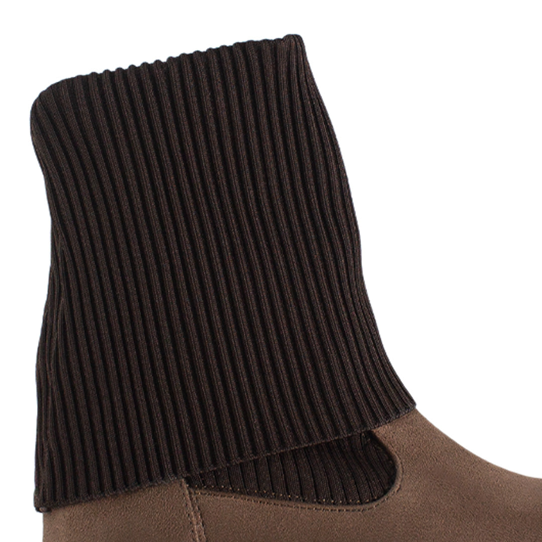 Botín Cafe Mujer Tacón Bajo Estilo Calceta Mediana Cómodo Casual 3402898