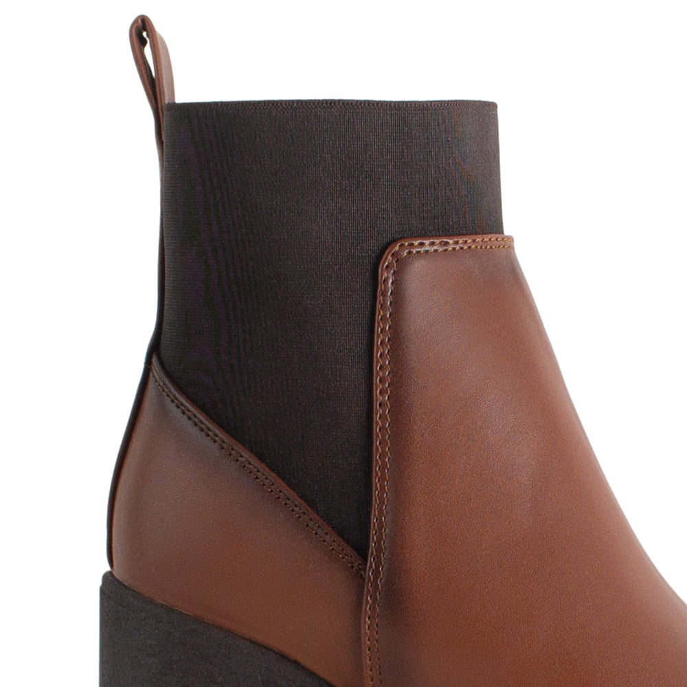 Botín Cafe Mujer Tacón Grueso Elástico Versátil Casual 3402902