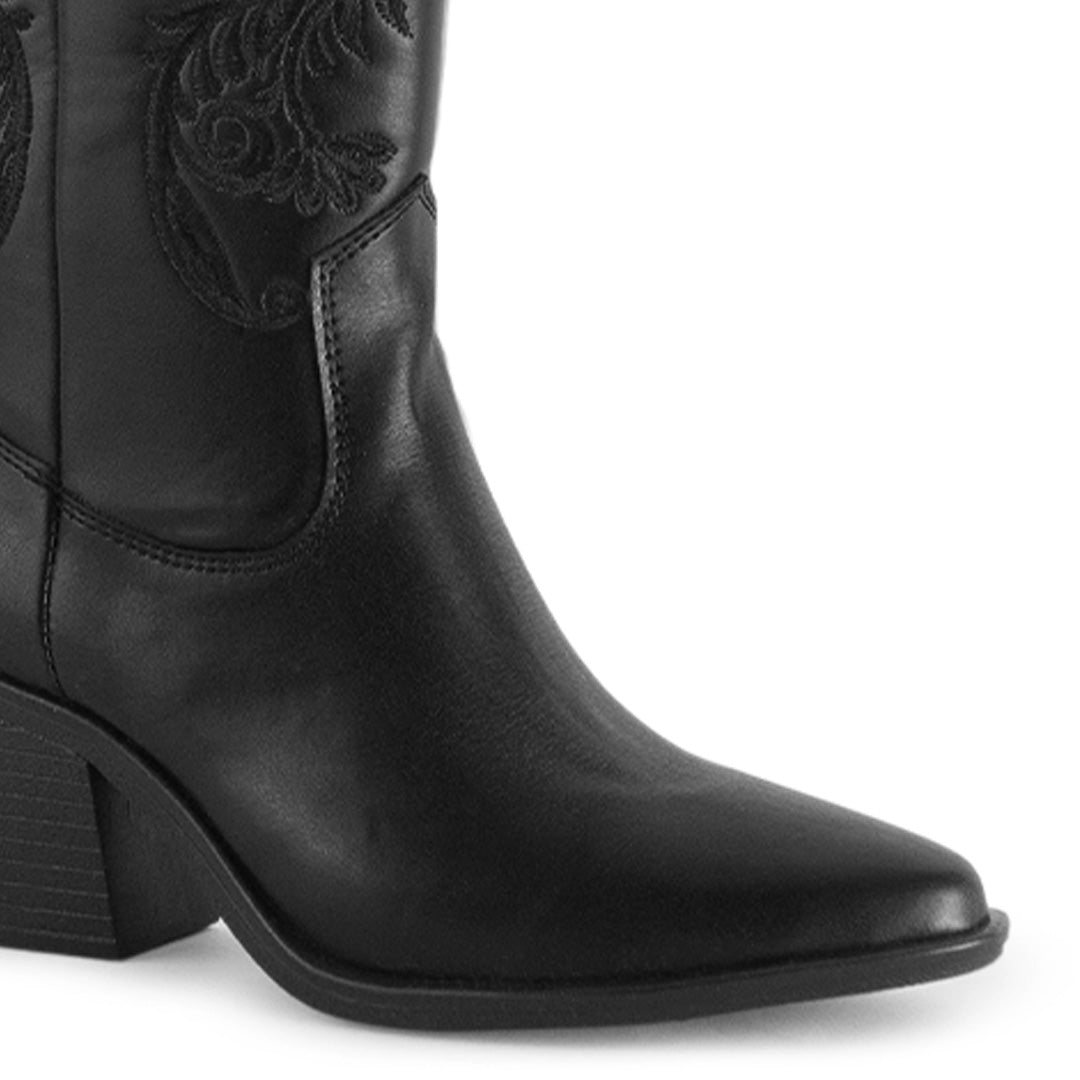 Botas Negro Mujer Estilo Vaquera Bordado Puntal Casual 3402903