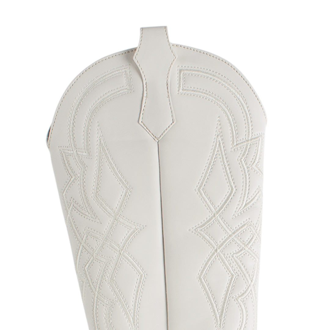 Bota Beige Bordada Vaquera Mujer Tacon Ancho Puntal Moda 3402905