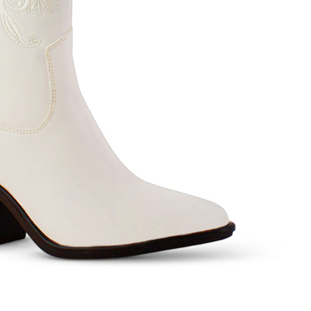 Botas Beige Mujer Estilo Vaquera Bordado Puntal Casual 3402907