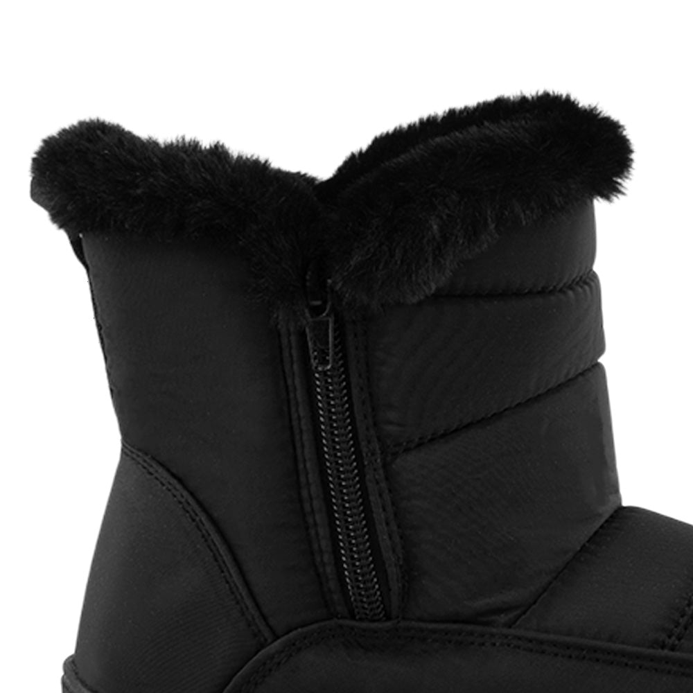Bota Negro Dama Con Peluche Casual Botas Invernales Moda 4870029