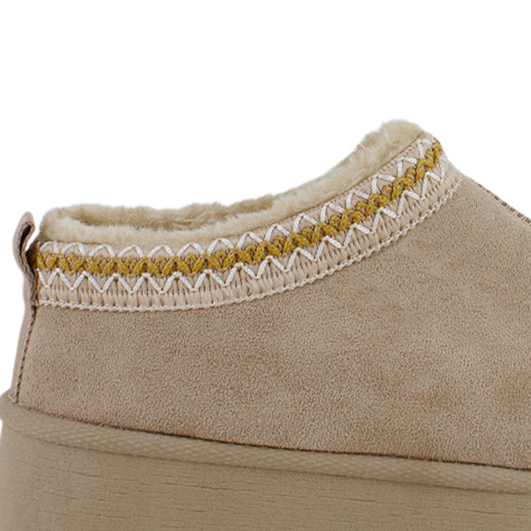 Mocasin Beige Mujer Peluche Plataforma Casual Moda Dama  4870030