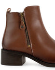 Botin Cafe Mujer Cierre Lateral Tacon Bajo Casual Botas Elegantes 3770161