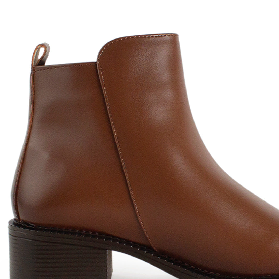 Botin Cafe Mujer Cierre Lateral Tacon Bajo Casual Botas Elegantes 3770161