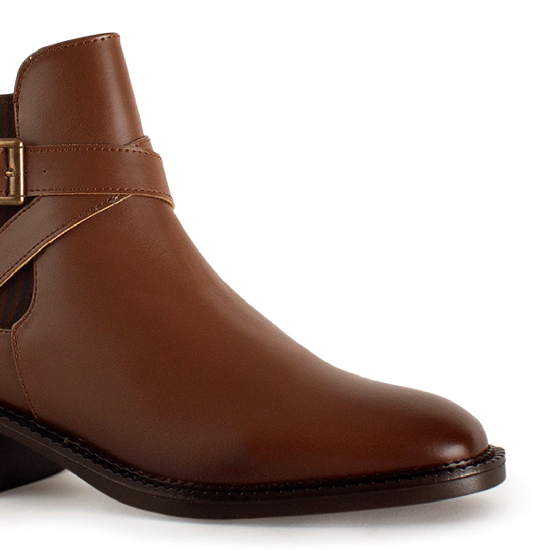 Botin Cafe Dama Detalle Hebilla Tacon Bajo Moderno Elegante 3770164