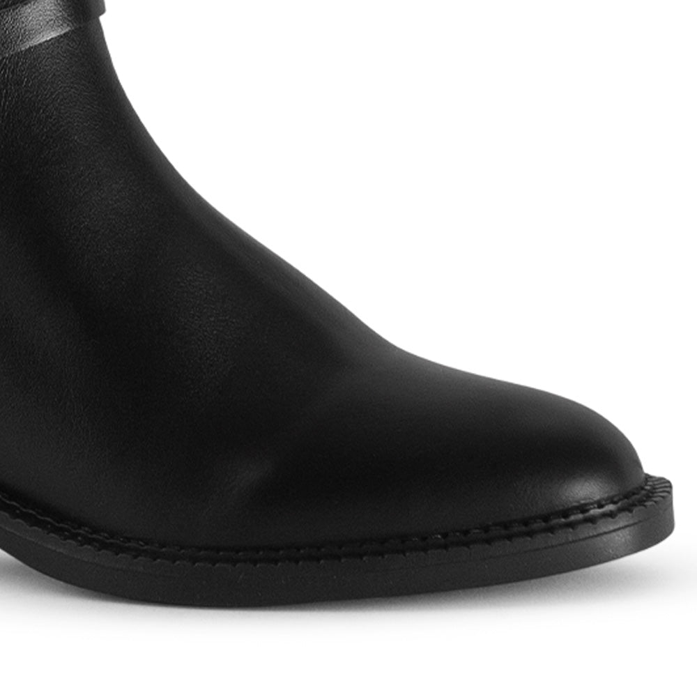 Botin Negro Elegante Mujer Hebilla Lateral Tacon Bajo Sofisticado 3770165