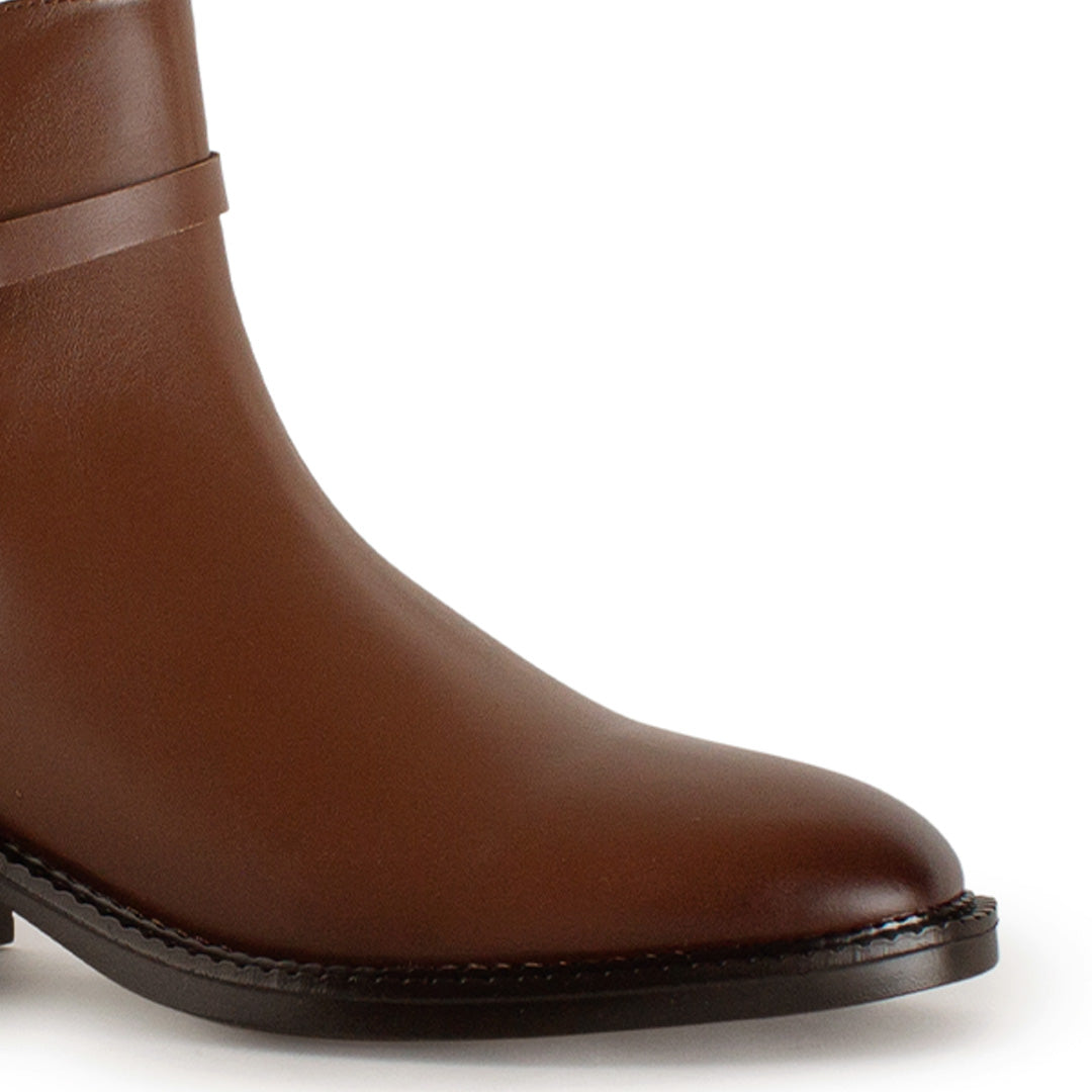 Botin Cafe Elegante Mujer Hebilla Lateral Tacon Bajo Sofisticado 3770166