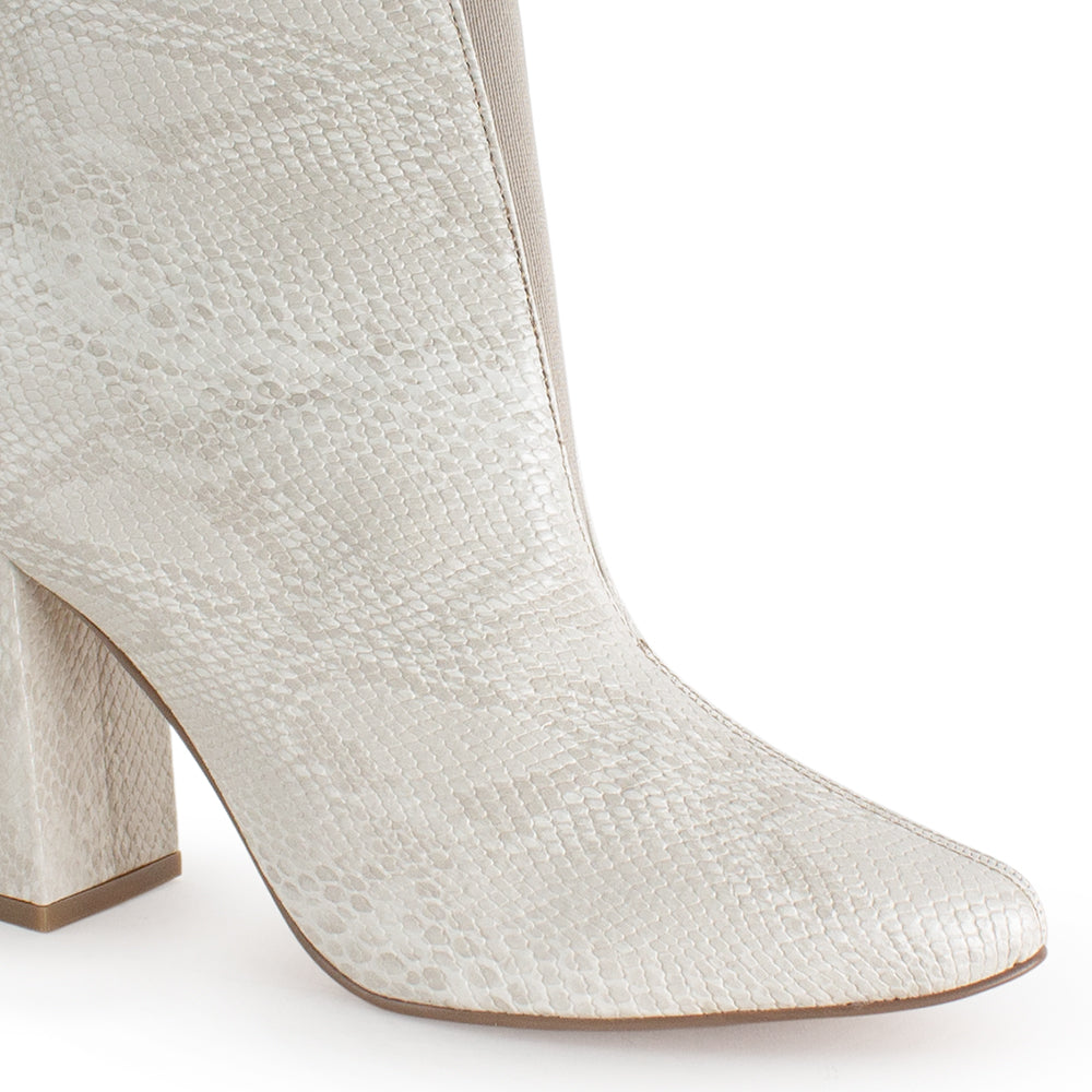 Botín Beige Mujer Puntal Liso Tacón Grueso Versátil Moda 4940012