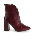 Botín Vino Mujer Puntal Liso Tacón Grueso Versátil Moda 4940013