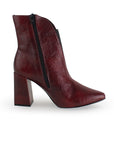 Botín Vino Mujer Puntal Liso Tacón Grueso Versátil Moda 4940013