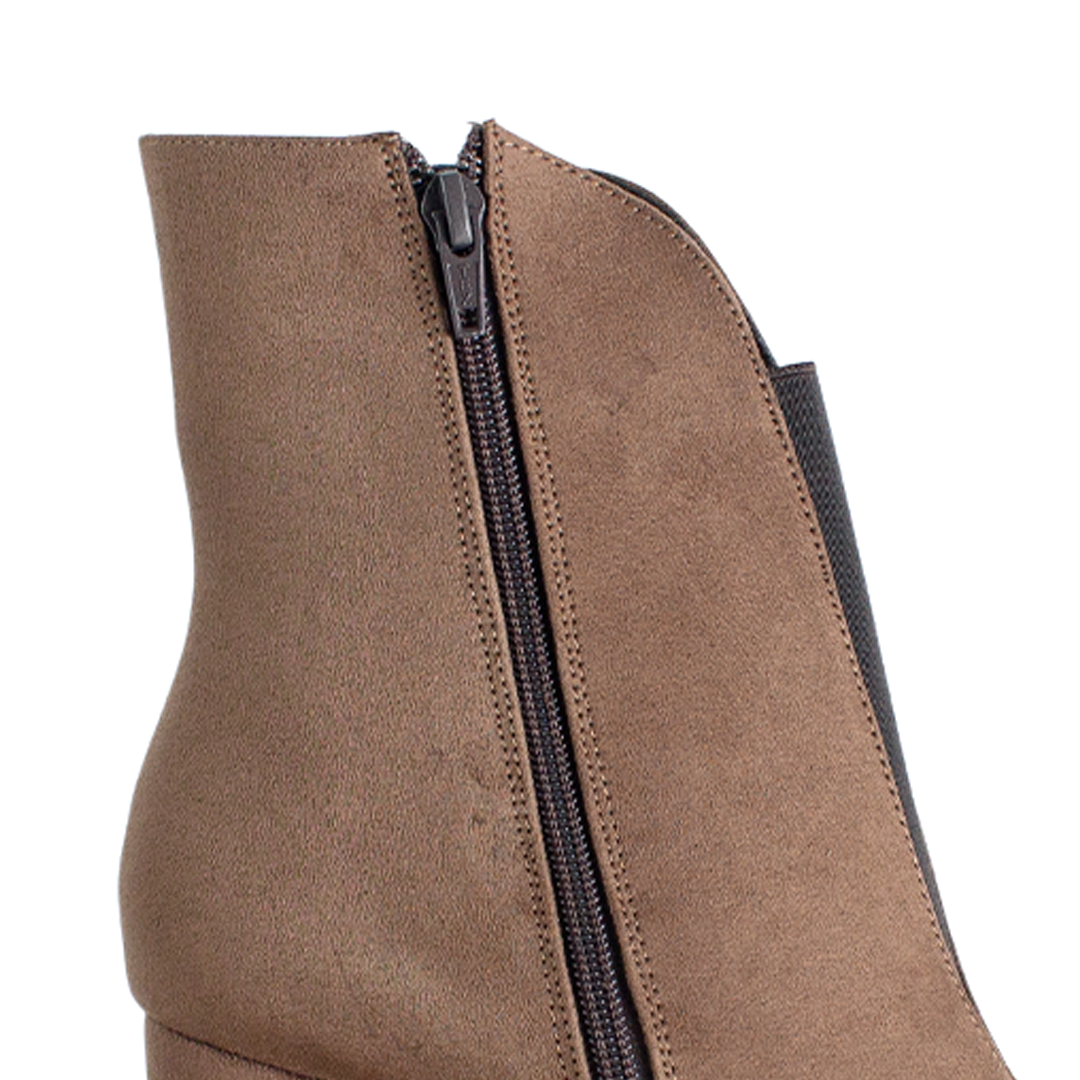 Botín Cafe Mujer Puntal Liso Tacón Grueso Versátil Moda 4940014