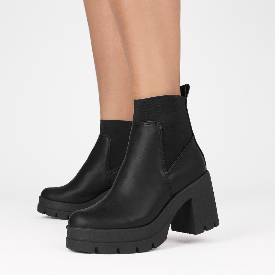 Bota Negro Para Mujer Resorte Moda Casual Tacon Ancho Botin Dama 46400 ...
