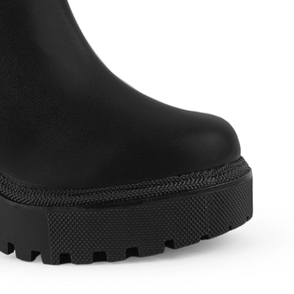 Botín Negro Moda Casual Tacón Plataforma Para Mujer 3830273