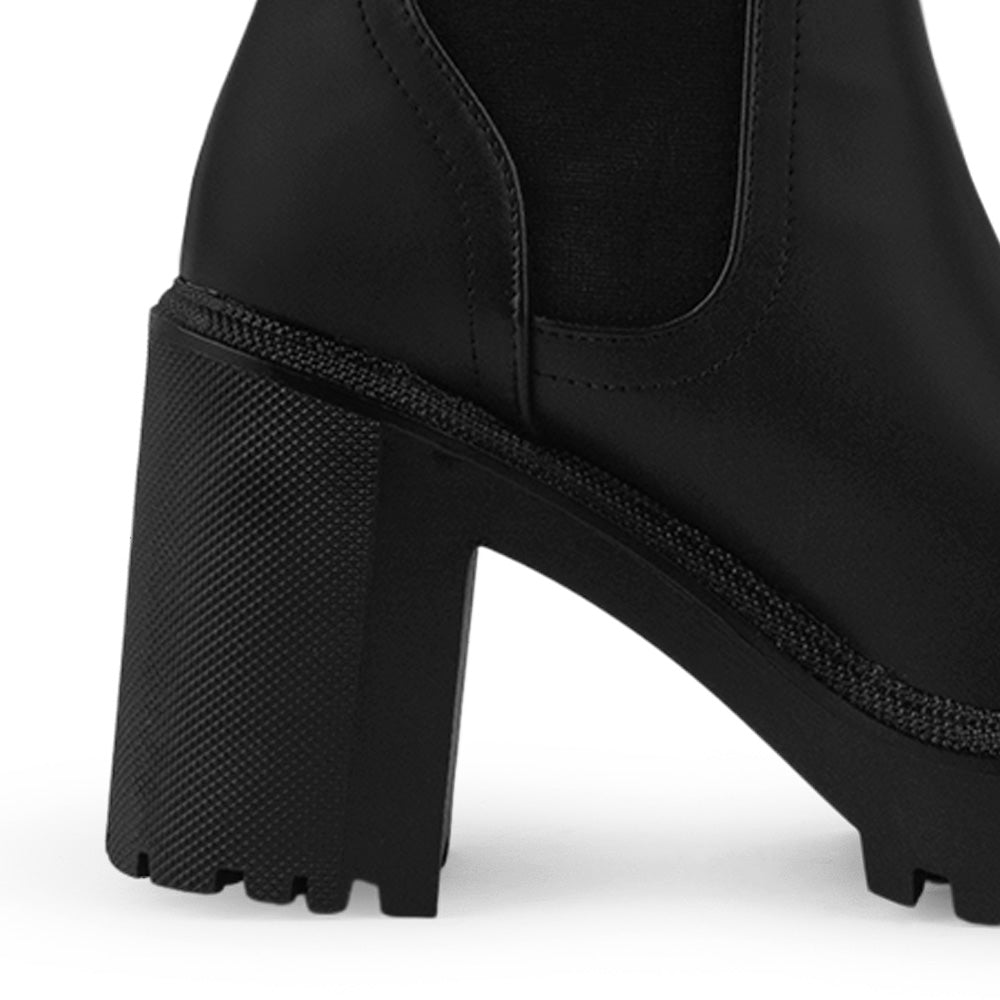 Botín Negro Moda Casual Tacón Plataforma Para Mujer 3830273