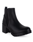 Bota Negro Dama Corta Tacon Ancho Elastico Comoda Casual 3830299