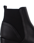 Bota Negro Dama Corta Tacon Ancho Elastico Comoda Casual 3830299