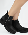 Botas Negro Cortas Urbanas Mujer Suela Track Cierre Metalico 3610095