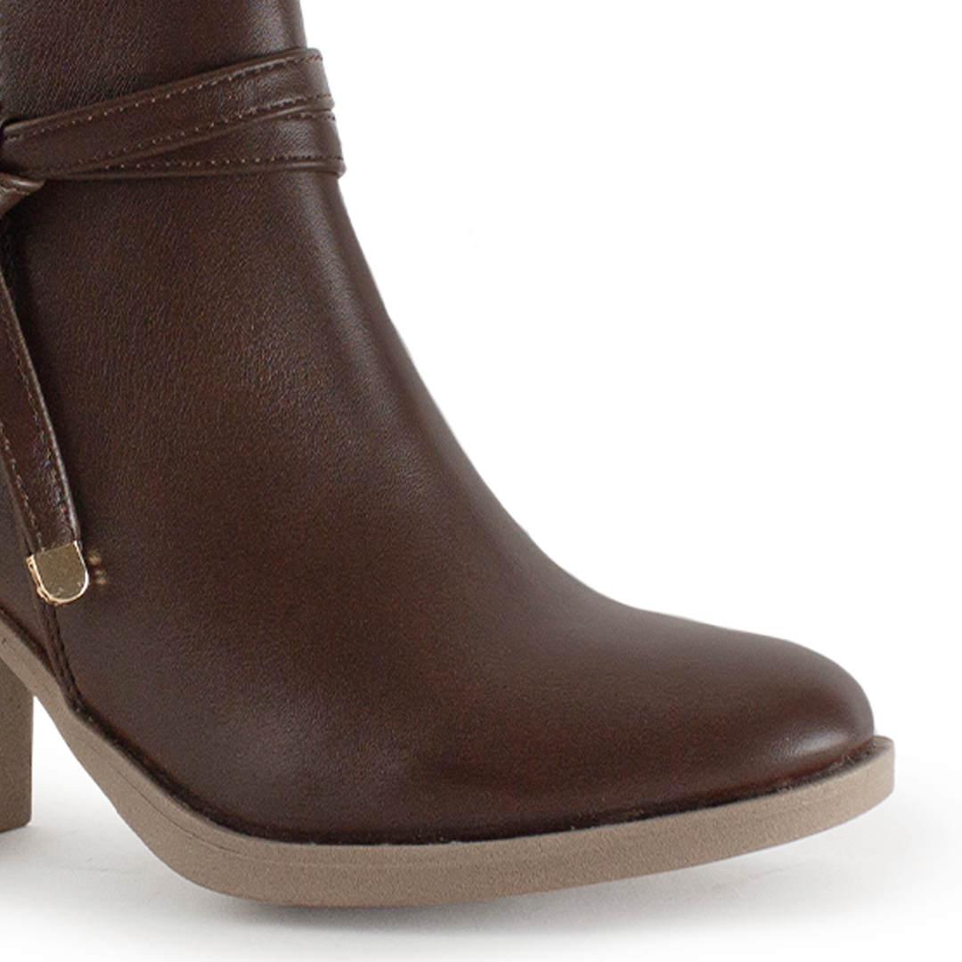 Botines Cafe Cortos Dama Tiras Tacon Cuadrado Moda Casual 4840047