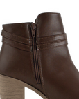 Botines Cafe Cortos Dama Tiras Tacon Cuadrado Moda Casual 4840047