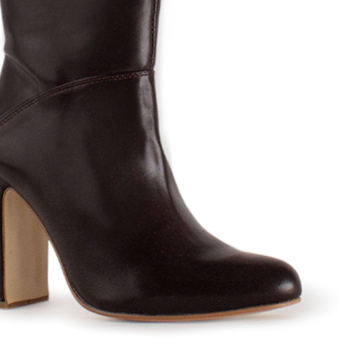 Botas Cafe Largas Para Mujer Casual Tacon Alto Moda Elegante 3430047