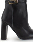 Bota Negro Tacon Alto Hebilla Decorativa Moda Casual 3430048