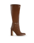 Bota Cafe Alta Mujer Detalle de Hebilla Tacon Ancho Alto  3430049