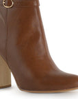 Bota Cafe Alta Mujer Detalle de Hebilla Tacon Ancho Alto  3430049