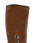 Bota Cafe Alta Mujer Detalle de Hebilla Tacon Ancho Alto  3430049