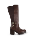 Bota Cafe Dama Doble Hebilla Metalica Suela Dentada Moda 3430050